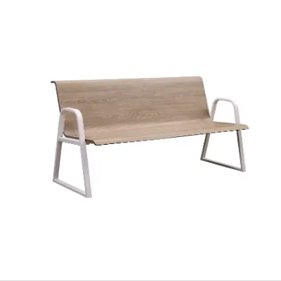 Wood Contemporary 3-Seater Waiting Room Chair with Armrests for Commercial Use in Banks and Malls
