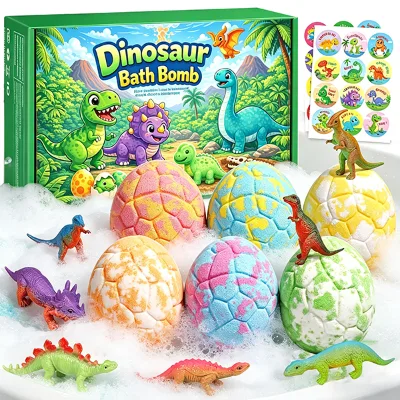 Kids Bath Bombs Dinosaur Egg Wholesale Colorful Bubble Bath Toys 12pcs Bath Bombs for Kids with Dinosaur Toy Inside