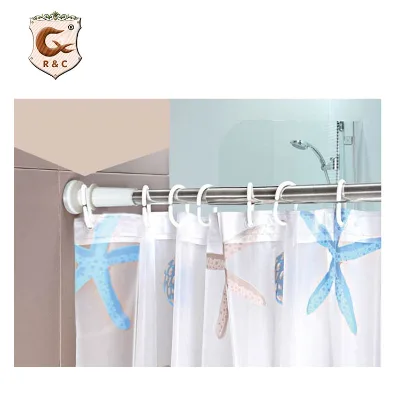 White Aluminum Adjustable Shower Curtain Rod
