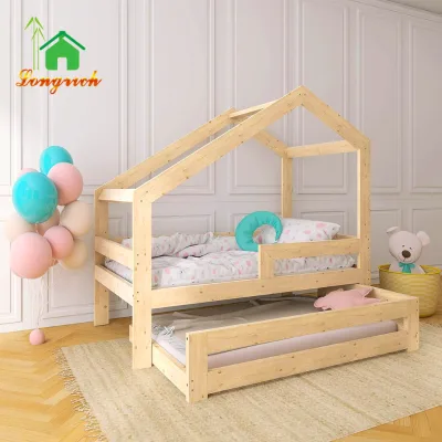 Eco-friendly Solid Wood Toddler Bed with Guardrails Montessori Design for Hotel & Bedroom Use