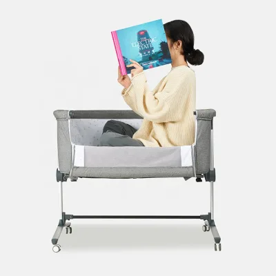 Aluminum Folding Baby Cot Portable Crib King Size Travel Bed for Hospital Outdoor Dining EN CPC Certified
