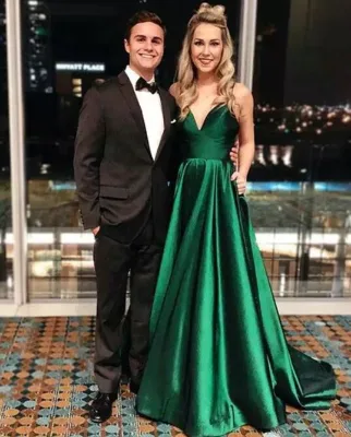 Hot Sales Emerald Green Long Simple Cheap Women Prom Dresses