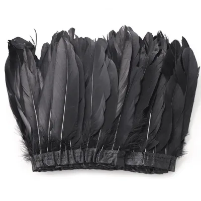 2 Meters Wholesale Dyed Goose Feather Fabric Fringe Trim Colorful 15-20cm Fabric Goose Feather Trimming for Dress Decoration