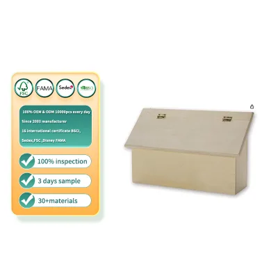 Unfinished Wooden Mailbox Storage Box Craft Hinged Lid Fully Assembled Letters Cards Paintable Stain-able Decoration