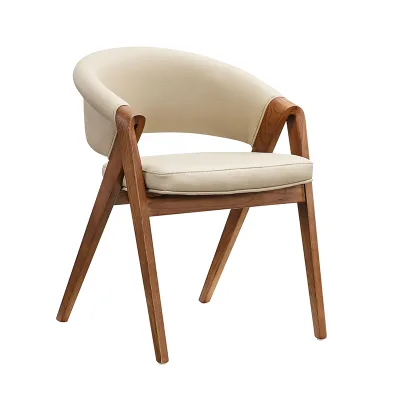 Modern Durable Solid Wooden Mesh Cover Living Room Dining Armchair for Home Furniture