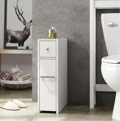 Ultra Thin Bathroom Storage Cabinet, Independent Toilet Paper Holder, Bathroom Cabinet Sliding Drawer Storage Cabinet