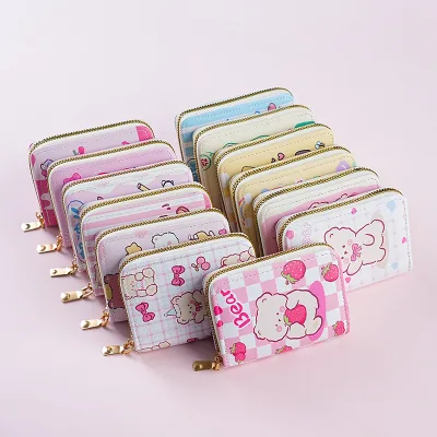 Japanese Style Mini Accordion Card Holder Large Capacity Multi-Card Slot Anti-Degaussing Cute Cartoon Women's Bank Wallet Short