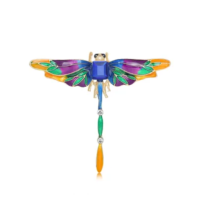 Hot Sale Retro Alloy Brooch Drip Oil Enamel Color Dragonfly Brooch Luxury Insect Animal Pin Brooch