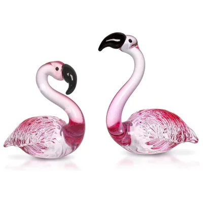 Hand Blown Mini Glass Flamingo Animal Sculpture Collectible Figurines Home and Wedding Decor