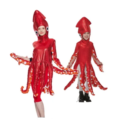 Ecowalson  Halloween  Cosplay Unisex Cosplay Costume Marine Life Cute Cuttlefish One-Piece School Party Funny Octopus Suit