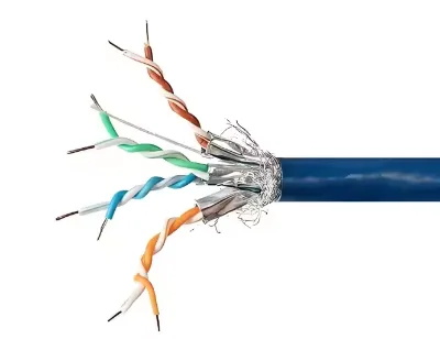 SFTP Cat8 Lszh 23Awg 0.585mm Braiding Bare Copper 305M Network Cable Rj45 Connector Ethernet Communication Cable