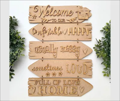 Blank Craft Kit Laser Cut Wooden MDF Direction Sign Theme Room Sign Caravan Sign