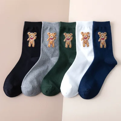 Custom Funny Spring Lovely Fashion Socks Cute Creative Women Cartoon Embroidery Socks