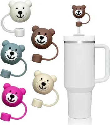 14oz&20oz&30oz&40oz Tumbler Cute Animal Straw Covers Cap,Food Grade Silicone Topper for Straw,10mm Straw Protectors