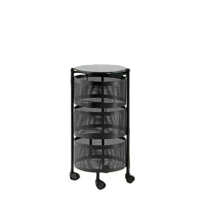 2024 New Style Carbon Steel 3-Tier Rolling Utility Snack Cart with Four-Wheel Trolley Cart for Home Storage