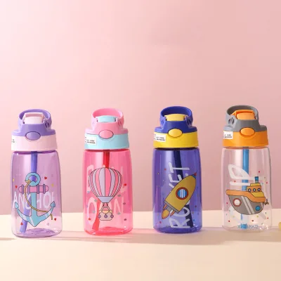 Wholesale Plastic Water Cup Cartoon Children's Straw Cup Strap Summer Good-looking Female Student Water Cup