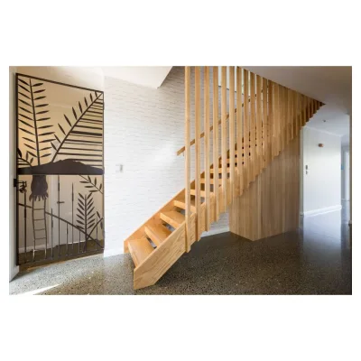 Prima Contemporary Staircase Design Metal Frame Wooden Tread Staircase for House and Apartment