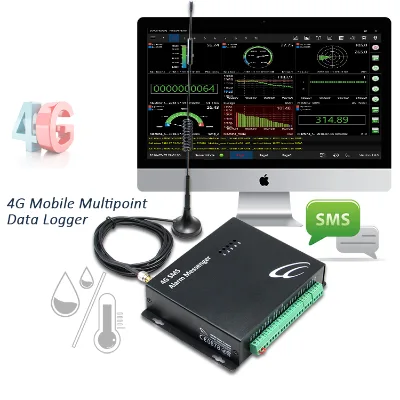 Data Logger for 4G SMS with Built-in Module Supporting Worldwide 4G Mobile Network Analog Pulse Channel 4G SMS Data Logger
