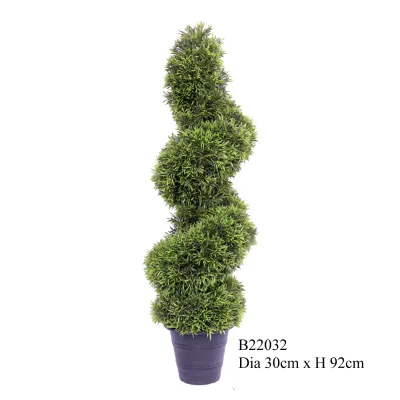 Artificial Plant and Flower Boxwood Topiary Spiral Tree in Pot for Home Garden Decoration