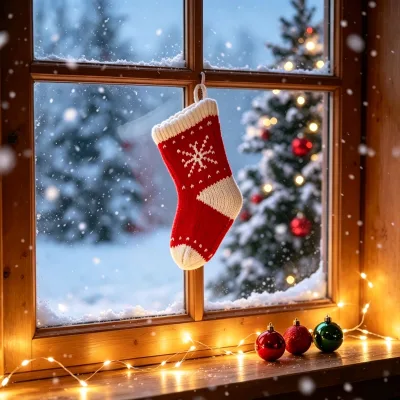 Christmas Ornaments Knitted Santa Stockings & Red-White Snowflake Pattern Yarn Socks Children's Gift Bags