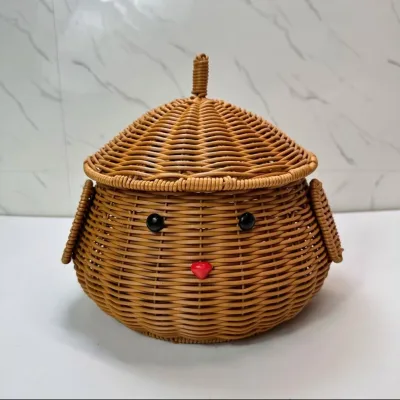 Rattan Cute Animal Basket Fawn Living Room Storage Basket Decorative Snacks