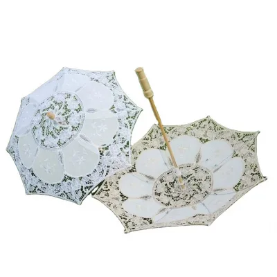 Vintage White Lace Bridal Umbrellas for Bridesmaid Photo Parasol Umbrella Tea Party Decor Props for Wedding Sombrillas De Encaje