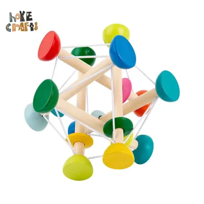 Kids Hot Sale Elastic Grasping Bouncy Ball Children Sensory Toys Wooden Elastic Ball Montessori Motor Skill Toy