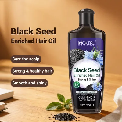 Mokeru 200ml Black Seed Enriched Hair Oil | Deep Hydration & Shine Boost | for Damaged Hair | Custom Logo OEM/ODM
