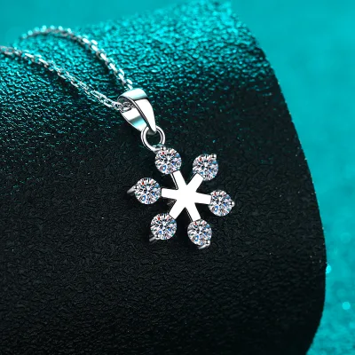 High Quality 925 Sterling Silver Snowflake VVS Moissanite Diamond Jewelry Necklace & Earrings for Weddings Parties Perfect Gift