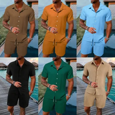 Summer Outfit Polo Full Set Clothes Sport Wear Casual Loose Top and Short Hombre Beach Jogger 2 Pcs Tracksuit Men Clothing Sets