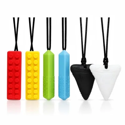 BPA Free Soft Silicone Unisex Baby Teether Anti-lost Lanyard Textured Chew Stick Triangle Teething Toy Newborn Toddler Oral