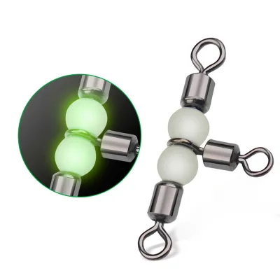 Fishing Swivels Barrel Swivels, Rolling Barrel Swivels,Glow Luminous Beads Fishing Saltwater Hook Line Snap Connector Swivels