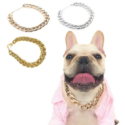 Decorative Pet Cuban Chain Gold Collar Chain Necklace for Dog