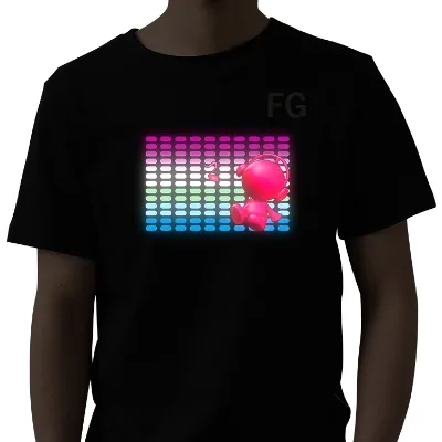 Factory Price OEM Halloween Party Light up Sound Activated Led Flashing t Shirts