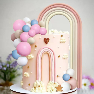 21 Pct Cross-border Hot Cartoon Rainbow Soft Rubber Arch Ornaments Cyber Celebrated Color Cake Decorative Card Macaron Color