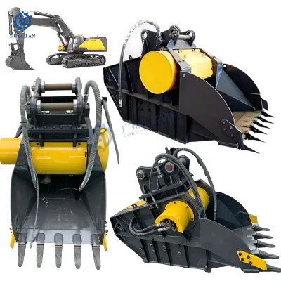 Jaw Crushing and Screening 5-35 Ton Excavator Sieve Bucket Mobile Soil Rock Crusher Stone Jaw Bucket Breaking Tools Pre-Crushing