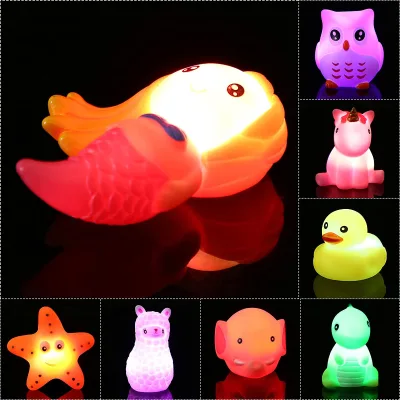 Flashing LED Floating Mermaid Shape Light up Bath Toys for Kids Shower Tub Playing