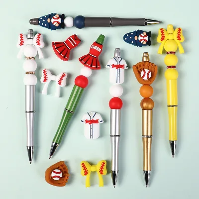 New Baseball-themed 3D Silicone Bead Cartoon Sports Jewelry DIY Kit Bow-knot Stringing Bulk Pack Focal Beads