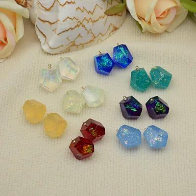 Personalized Geometric Irregular-shaped Block Resin Jewelry Artistic Retro Earrings Pendants for Rings Bracelets Bukwang Model