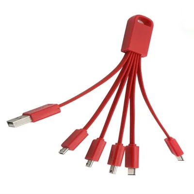 Multi 6-in-1 USB Charger Keychain Data Cable Multiple USB Charger Cable for Mobile Phones