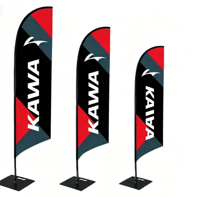 Portable Design 13FT Fiberglass Pole Single-sided Printing Teardrop Feather Flag for Displaying Brands Outdoor Events