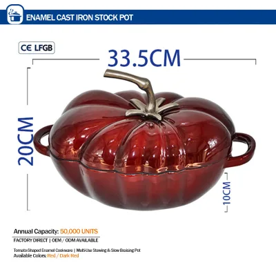 Tomato Shape Enamel Cast Iron Casserole Dutch Oven
