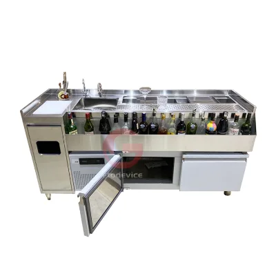 1.8 Meter Long bar Table Customized Under Cocktail Station Ice Bin Cabine Stainless Bartenderin