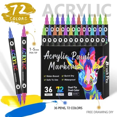 Bview Art Bestselling Double-Ended Permanent Acrylic Markers Children's Drawing Stationery Set 72 Colors Graffiti