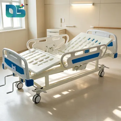 Flexible Leg Central Brake System Hospital Emergency Low Noise Foldable Guardrails Mobile Frame OEM CE Manual Elderly Care Bed