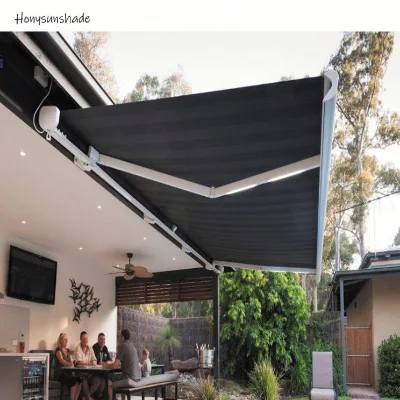 Motorized Cassette Retractable Patio Awning With Wind Sensor