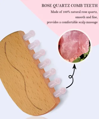 Wholesale Natural Stone Meridian Comb Massage Tool Beech Handle for Head Shoulder Arm Full Body Use
