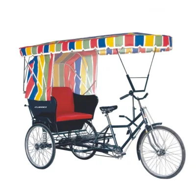 26-Inch Pedicab Three Wheels Bicycle Rickshaw Passenger Tricycle with Pedal Rickshaw