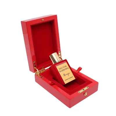 High End Personalized Red Simple 50ml 100ml Perfumery Bottle Gift Packaging Leather Rigid Piano Glossy Wood Perfume Box
