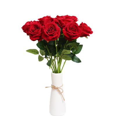 Single Bent Flannel Rose Classic Rose Artificial Flowers Velvet Rose
